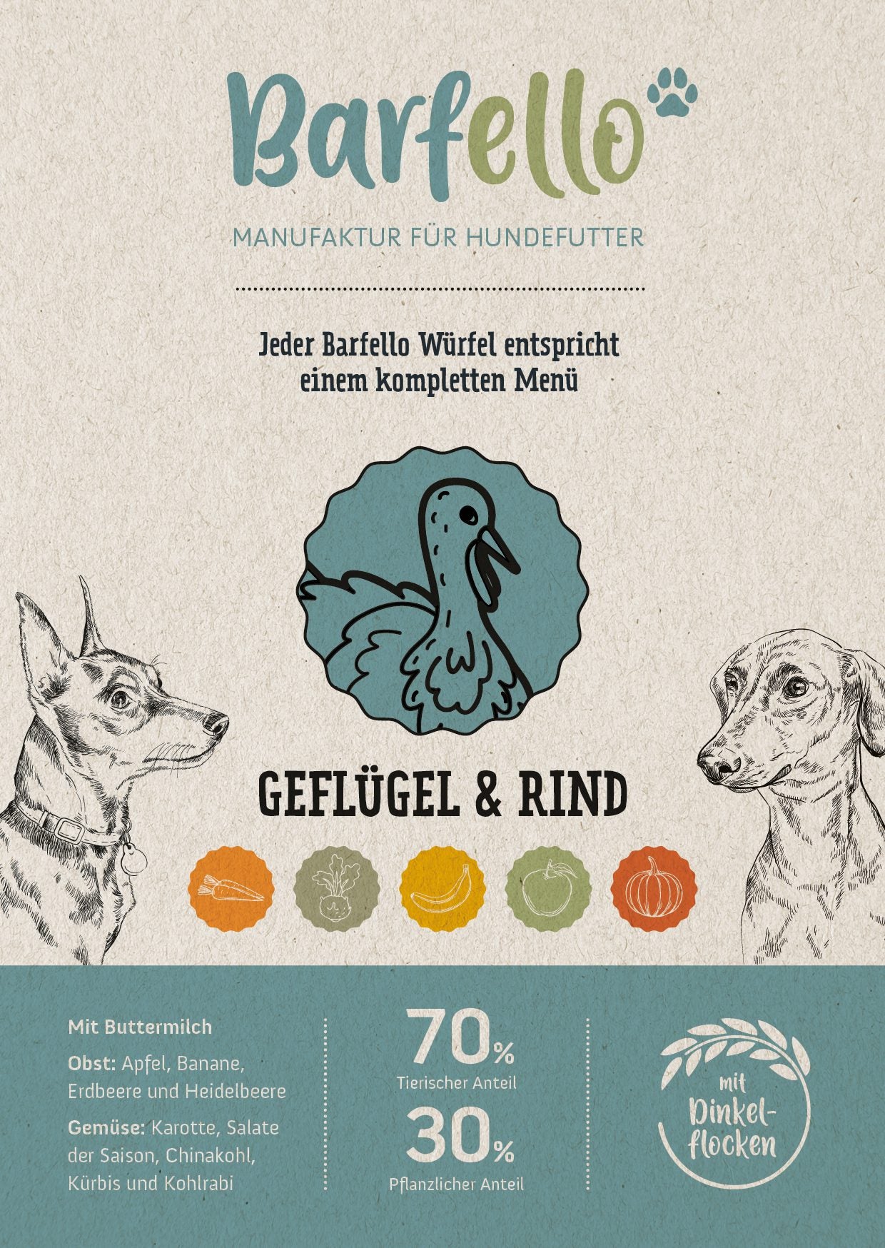 Geflügel & Rind mit Dinkelflocken