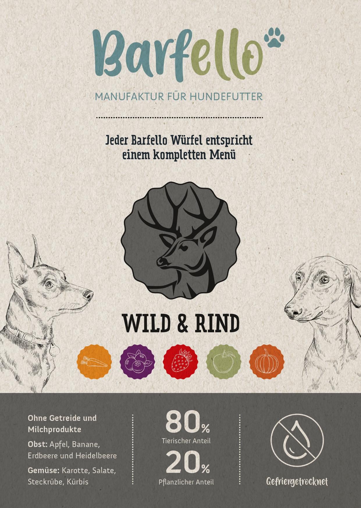 Gefriergetrocknetes Wild & Rind ohne Getreide