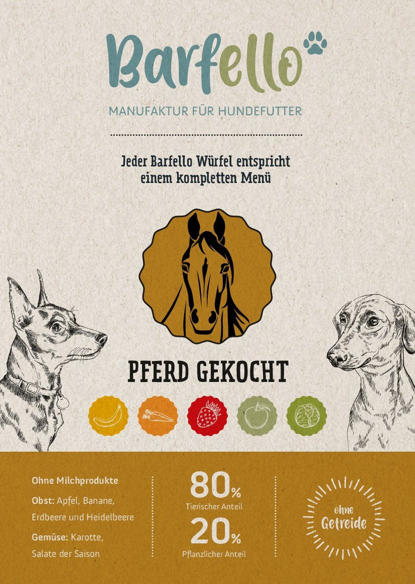 Gekochtes Pferdefleisch mit Gemüse/Obst